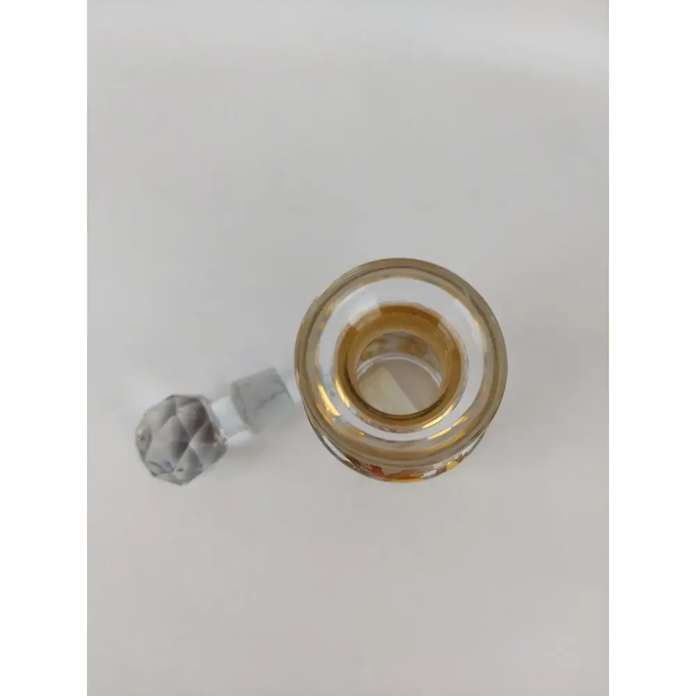 Barreveld International Glass Gold Handpainted Glass Topper Decorative Bottle
